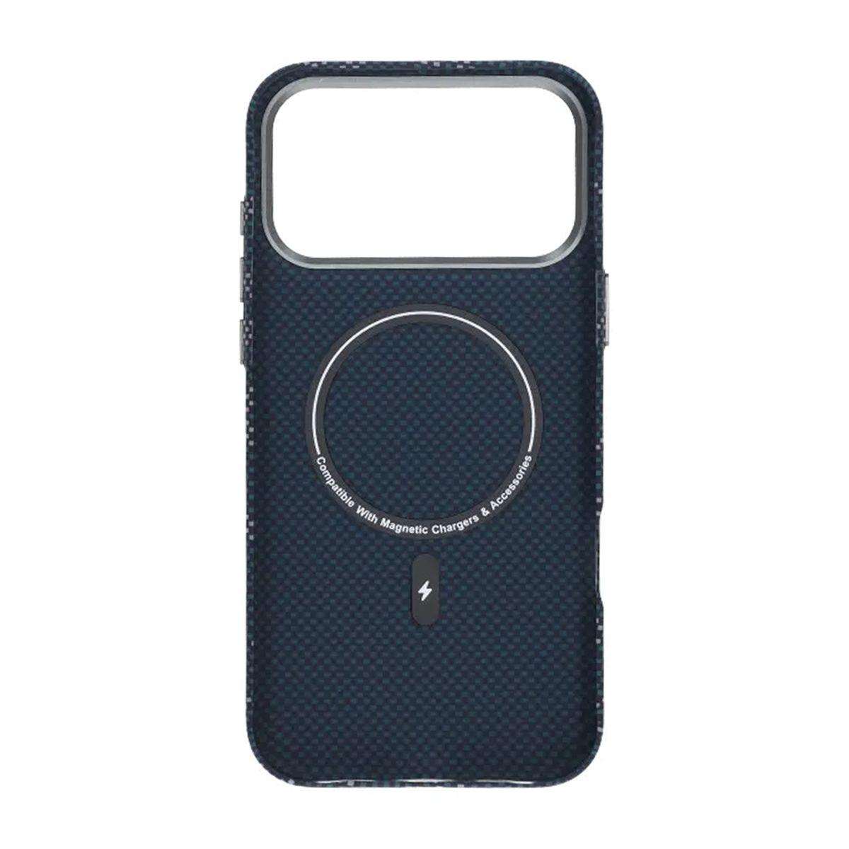 Bild på Mobilskal Aramidfiber för iPhone 17 Pro Max - Blå med text