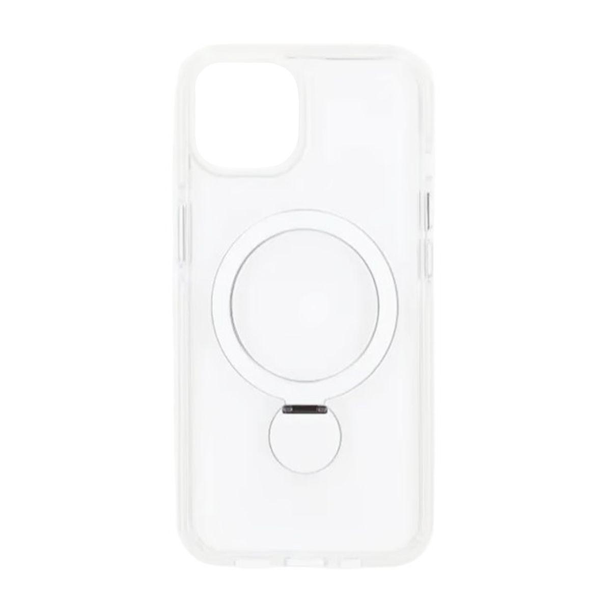 Bild von Hülle mit MagSafe für iPhone 13 und 14 - Transparent weiß mit Ringständer