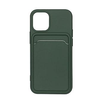 bild på iPhone 13 Mini Silikonskal med Korthållare - Militärgrön