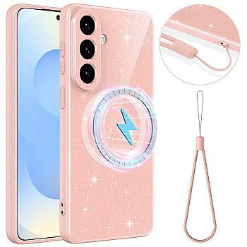 bild på Samsung Galaxy S26 Glitter Magnetfodral med Snodd - Rosa