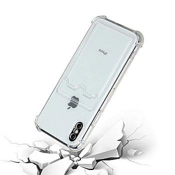 bild på iPhone X/XS Stöttåligt Skal med Korthållare - Transparent