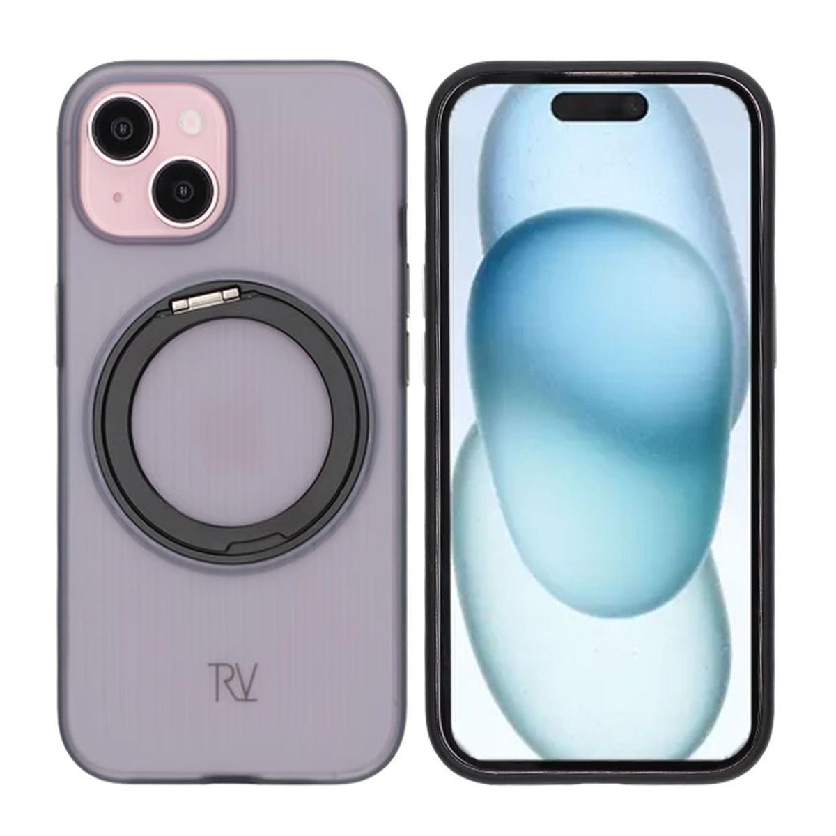Pilt tootest iPhone 15 Rvelon Korpus Pöörlev Magnet Alus - Must