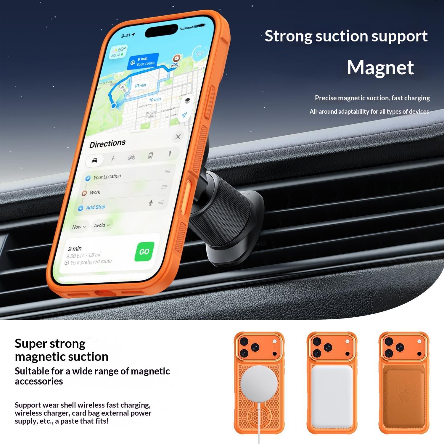 Bild von iPhone 17 Pro Max Magnetische Hülle mit 360° Ringständer Magsafe - Orange