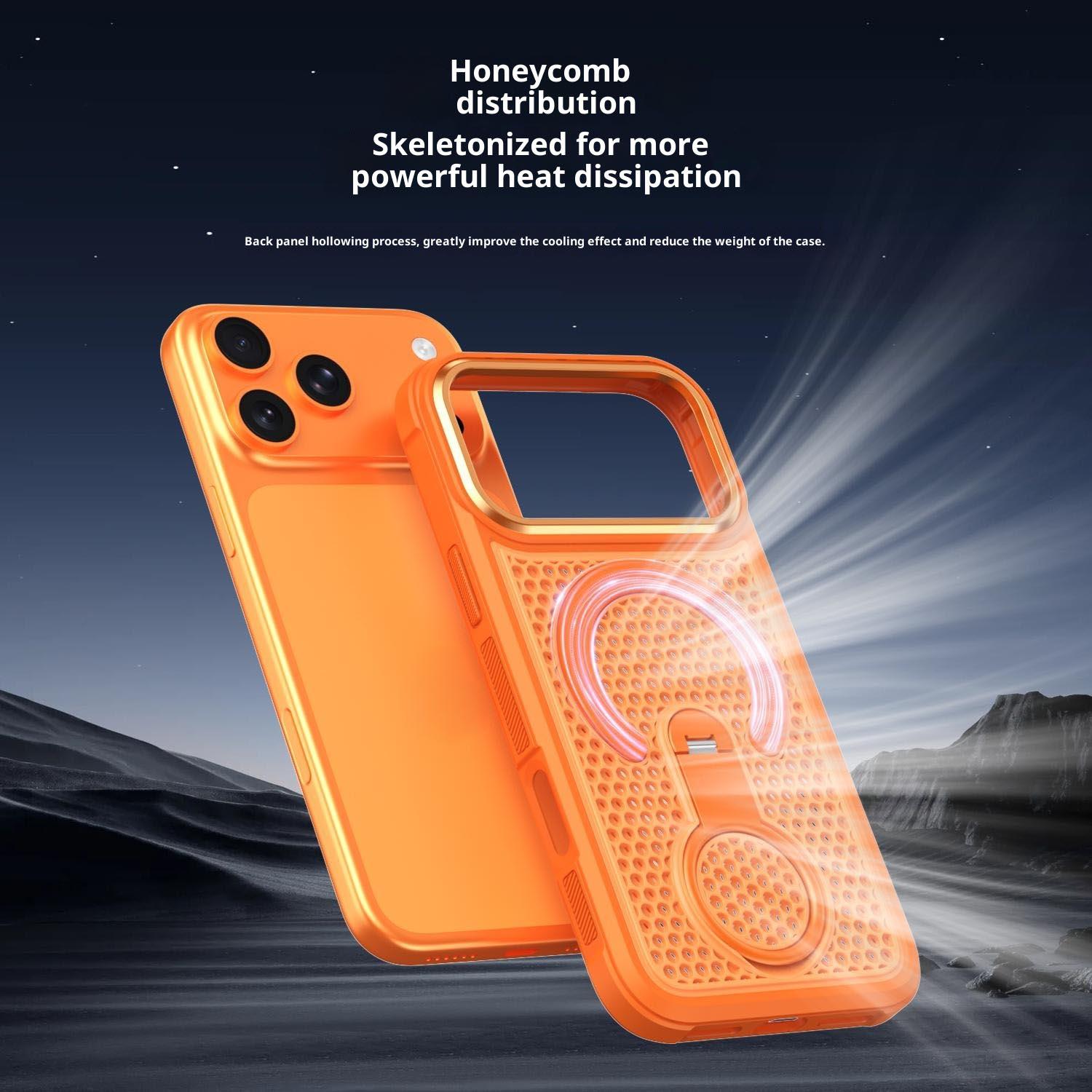 Bild von iPhone 17 Pro Max Magnetische Hülle mit 360° Ringständer Magsafe - Orange