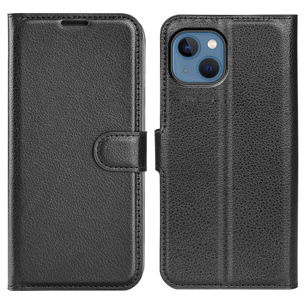 Obrázek produktu iPhone 14 peněženkové pouzdro Litchi textura černá