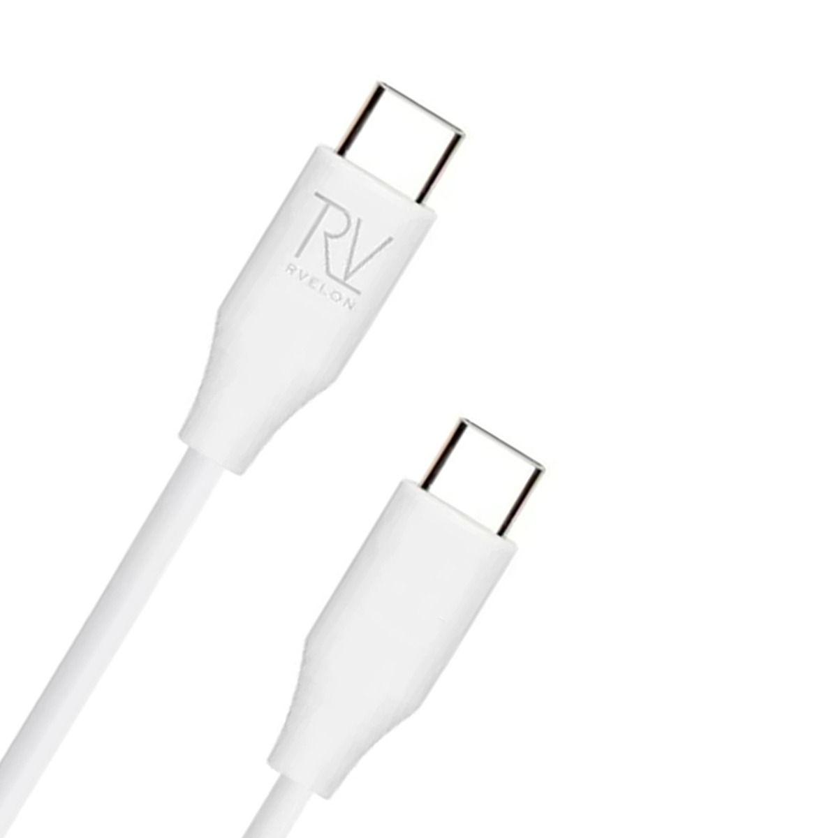 Bild von Rvelon Ladekabel USB-C auf USB-C Silikon 60 W – 1 m Weiß
