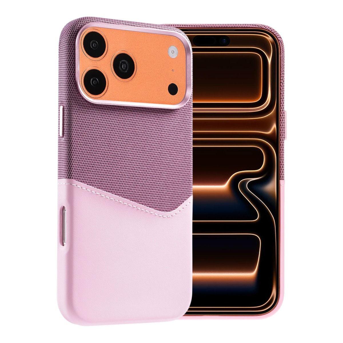 Kuva:  Magneettinen puhelimen suojakuori nahkaisella korttikotelolla iPhone 17 Pro Max- ja 18 Pro Max -puhelimille – vaaleanpunainen